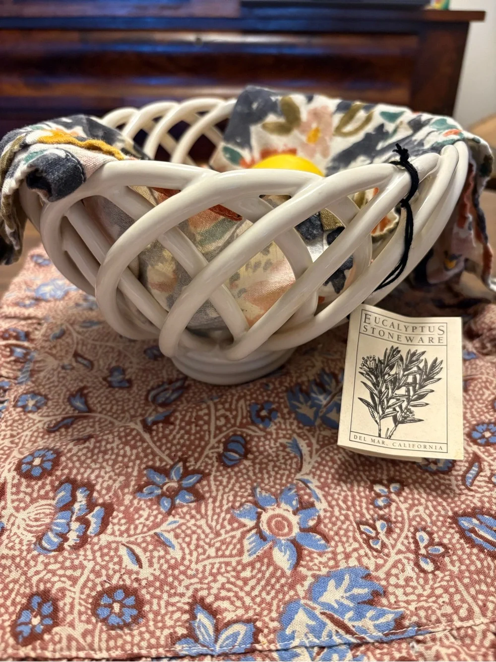 Eucalyptus Stoneware by Williams Sonoma Woven Bread Basket